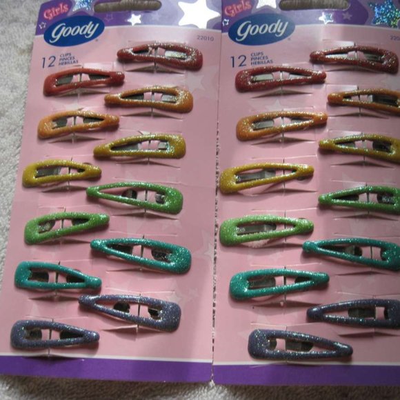 12 Goody Girls Colorful Glitter Coated Epoxy Covering Metal Hair Snap Clips 2004 - Picture 9 of 10